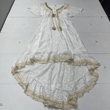 May By Shining Star White Lace Tassel Trim Mid Dress Women’s Medium New
