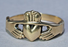 10K Yellow Gold, Celtic Irish Claddagh Ring or Pendant, 1.7 grams, Size 3.75