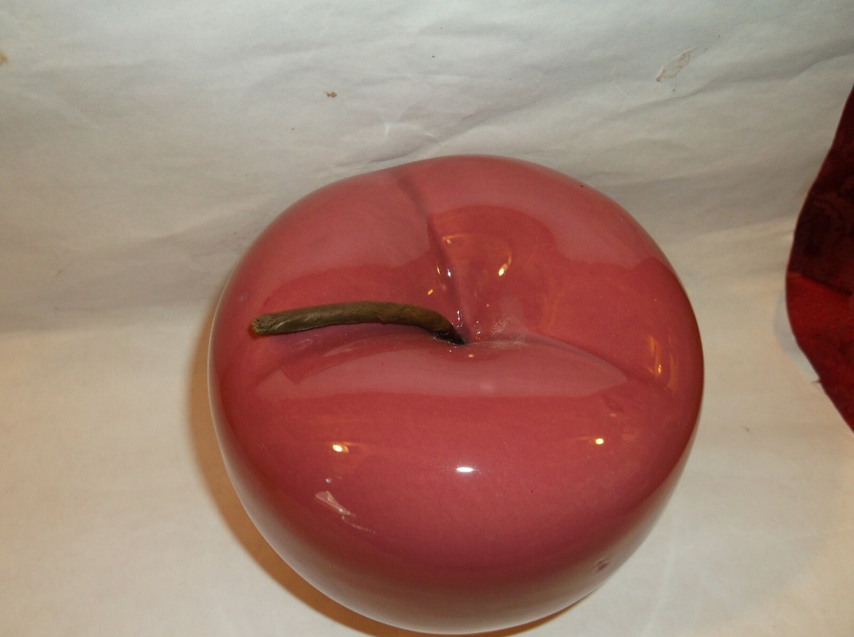 SET OF 2 GERMAN Vintage Large Hand Painted Glazed Ceramic Apples