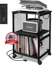 Soporte para tocadiscos, soporte para tocadiscos con almacenamiento de discos.