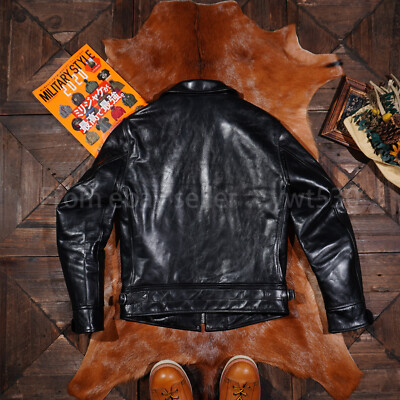 Italian Tea Core Horsehide Classic Mulholland Men's Biker Genuine