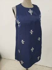 WOMEN'S TRUE DECADENCE BLUE SLEEVELESS MINI RHINESTONE DRESS SIZE 8