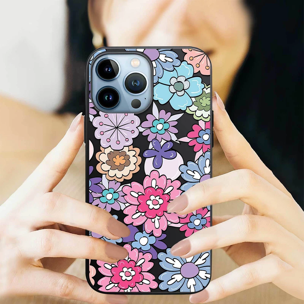 Phone Case For Apple iPhone 14 Pro Max 13 12 15 Flower Lace Protective TPU Cover