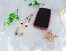 Handmade Kawaii Beaded Phone Charm Accessories Blue Boho Phone Charm Beaded USA