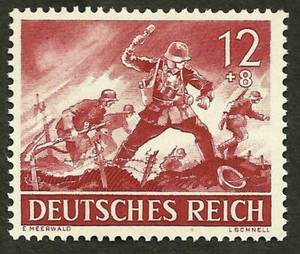 1943 WWII Nazi Germany Troop Hand Grenade Thrower Mint Stamp. Original