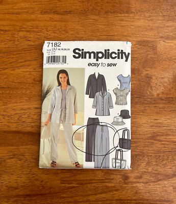 VTG Simplicity Easy Sew # 7182 Misses Pants/Shirt/Knit Top/Accessories Sz 16-22
