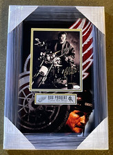 Bob Probert Signed Detroit Red Wings Framed Motorcycle 8x10 Photo JSA COA