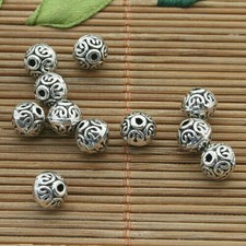 30pcs Tibetan Silver Color 2sided Round 7 6mm Pattern Spacer Beads H3775