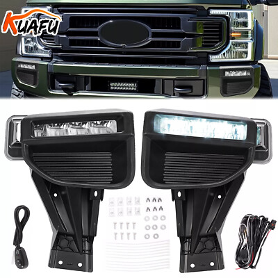 KUAFU For Ford F250 F350 Super Duty 2020-2022 2021 LED Pair Fog Lights w/ Switch
