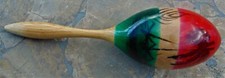 LARGE WOODEN MARACA  ADULT PERCUSSION SHAKER  QUALITY VINTAGE  10"