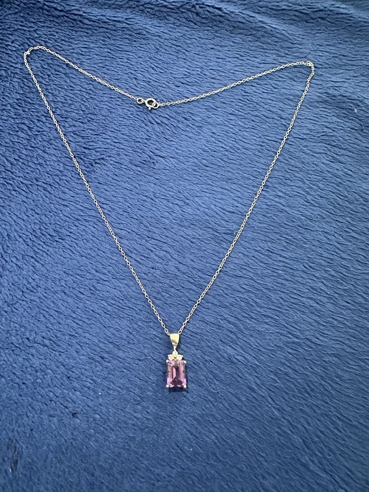 Collar Tara Vanessa Plata de Ley 925 Amatista Circonita Cúbica, 18 pulgadas de Largo Foto 4 de 4