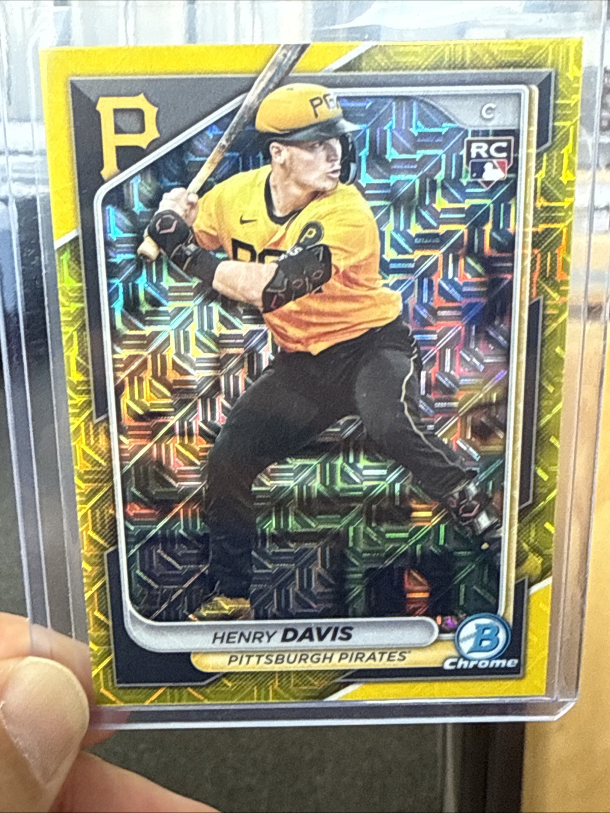 2024 Bowman Chrome - Yellow Mojo Refractor #7 Henry Davis (RC) 27/75 color match