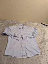 Eton Shirt Mens 16.5 42 Blue Stripe Contemporary Dress Shirt Long Sleeve Flawed