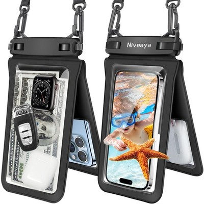Niveaya Ipx8 Double Space Waterproof Phone Pouch Up To 8.3 -2 Pack Waterproof
