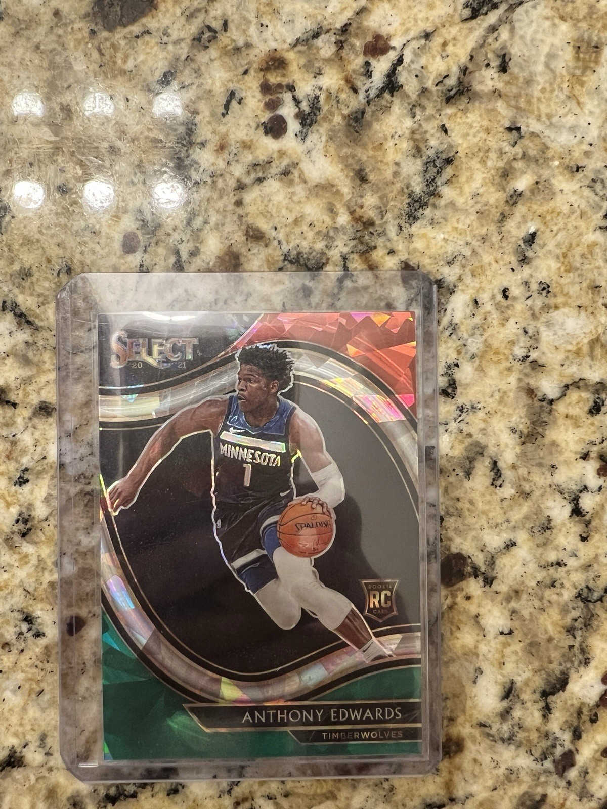 2020-21 Panini Select Anthony Edwards #300 Red White Green Cracked Ice Prizm-RC