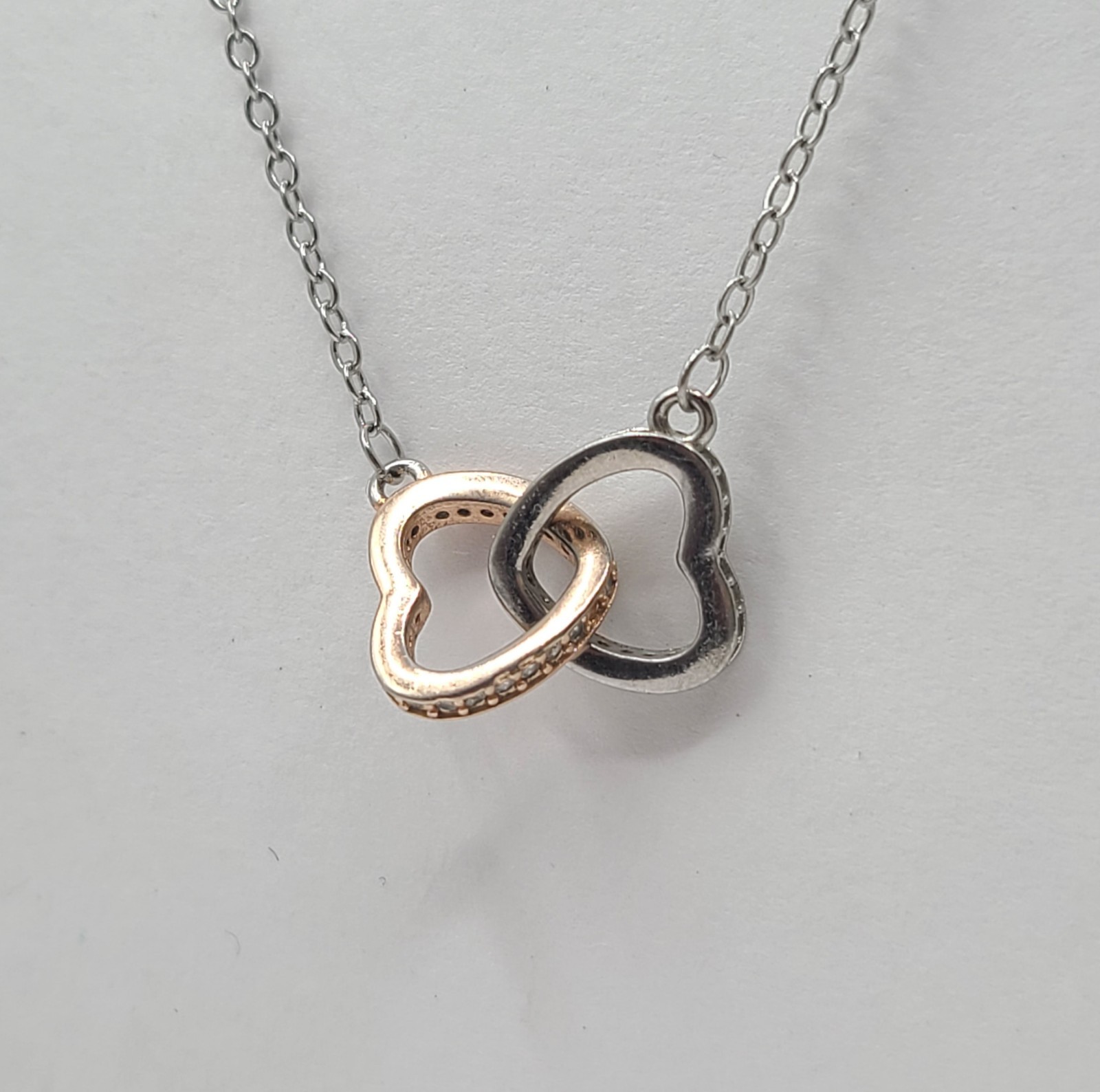 Sterling Silver 2 Tone Interlocking Double Heart … - image 4