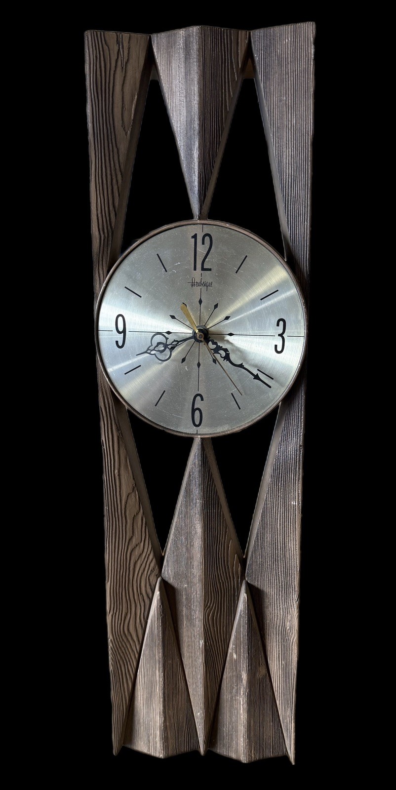 Vintage 1960s Burwood Brutalist Mid Century Modern Tiki Witco Style Wall Clock