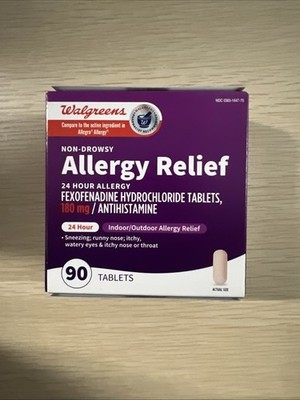 OTC Walgreens Allergy  Relief, 90 tablets, 24 Hour Relief Exp 02/2027