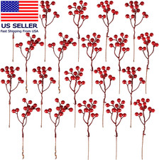 20 Pack 7 Inch Artificial Red Berry Picks for Christmas Tree Burgundy Red Berrie