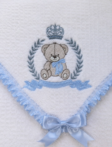 scialle bambino BIANCO personalizzato design BIANCO principe/principessa orsacchiotto più nome - Foto 1 di 14