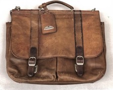 Vtg Samsonite Distressed Leather Messenger/Computer/Laptop Bag Business Casual