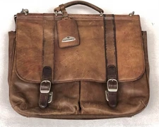 Vtg Samsonite Distressed Leather Messenger/Computer/Laptop Bag Business Casual
