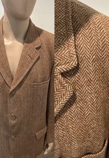 Vintage 50 s/60 s Herringbone Pattern Sports Coat Blazer Rockabilly