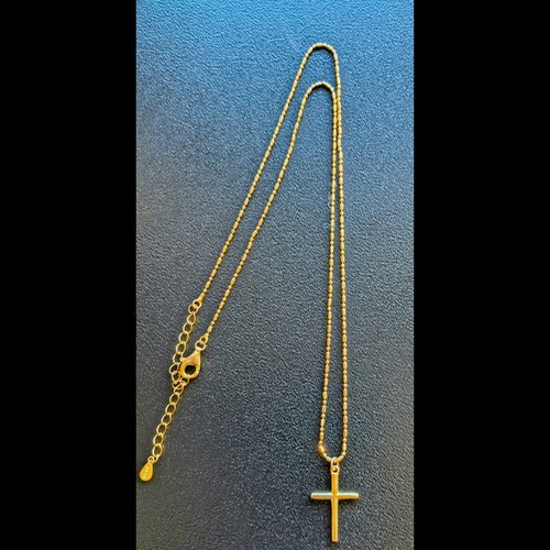 Delicate Vintage Christian Cross Pendant Necklace Gold Plate Sterling Silver 925