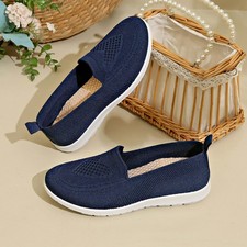 Slip On Trainers Women Wide Fit Ladies Breathable Mesh Walking Running Shoes