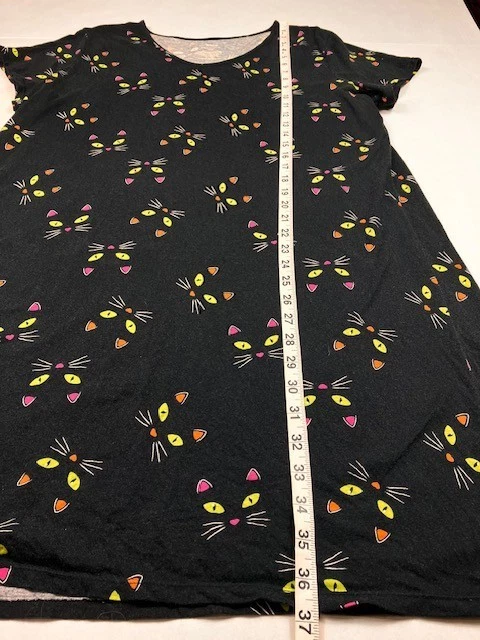 Secret Treasures Mujer Talla L/XL (14-18) Negro Gatos Pijama Camisa para Dormir Salón Foto 4 de 4
