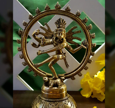 Royal Brass Dancing Lord Shiva Natraja 10cm Decorative Home Statue Diwali Gift