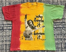 Vintage 90s Bob Marley T Shirt Sz XL Rasta Colors Tie Dye Reggae Music Balzout