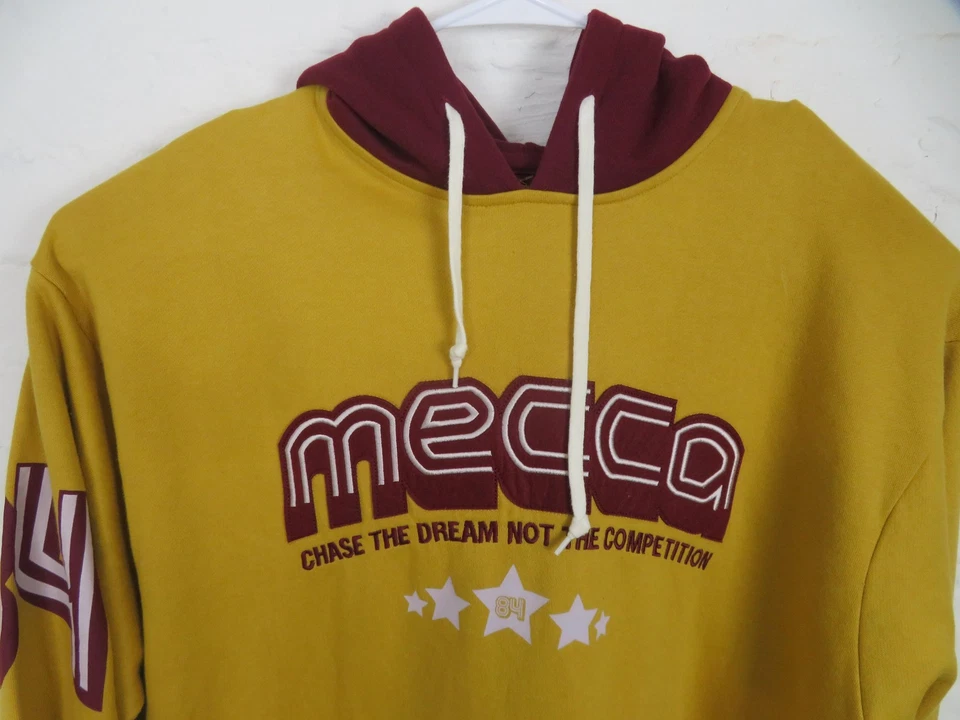Винтажная мужская толстовка с капюшоном Mecca XL горчичный желтый бордовый 84 графический пуловер толстовка - Изображение 2 из 4