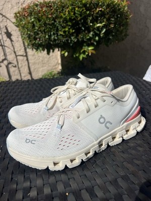 *worn* On Cloud X4 Womens Shoes Size 10.5 Running Ivory Salmon Lace Up Low Top