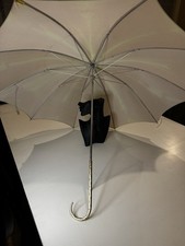 Antique Parasol Umbrella Gold Handle Chain Tassel Cream Canopy Victorian Edwardn
