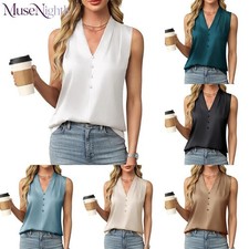 Summer Vest for Women Sleeveless Satin V Neck...