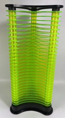 Vintage Y2K Neon Green Acrylic CD Tower Holds 30 CD’s 18 Inch CD Storage Rack