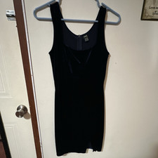 SHEIN Women’s XS Black Solid Bodycon Knee Dress Scoop Neck Sleeveless Back Zip