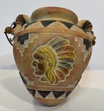 VTG Native American Southwestern Art Wall Hanging Pottery Bowl Vase Planter Pot