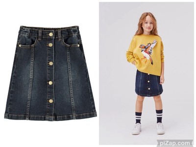GIRL'S MOLO  BRIRNEY INK BLUE DENIM JEAN SKIRT FRONT BUTTONS 12