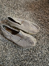 Toms Alpargata Silver Glitter Slip On Shoes Toddler 7