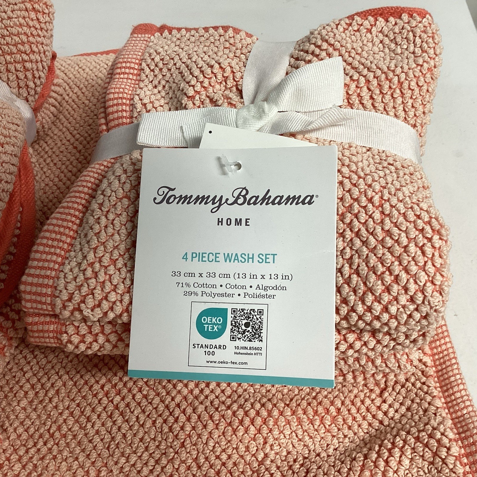 Tommy Bahama 8pc Coral Cotton Towel Set  2 Bath 2 Hand 4 Wash Clothes