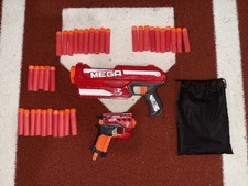 NERF Mega Magnus Blaster  Mega BigShock Lot w/ Darts, Black Storage Bag