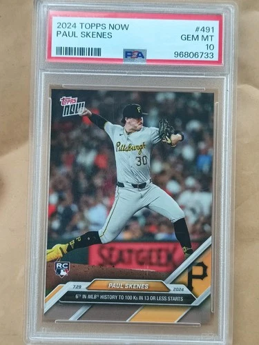 PSA 10 2024 Paul Skenes ROOKIE Card Topps Now #491 Pittsburgh Pirates