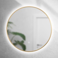 Brushed Brass 600mm Round Backlit Mirror with Colour Change