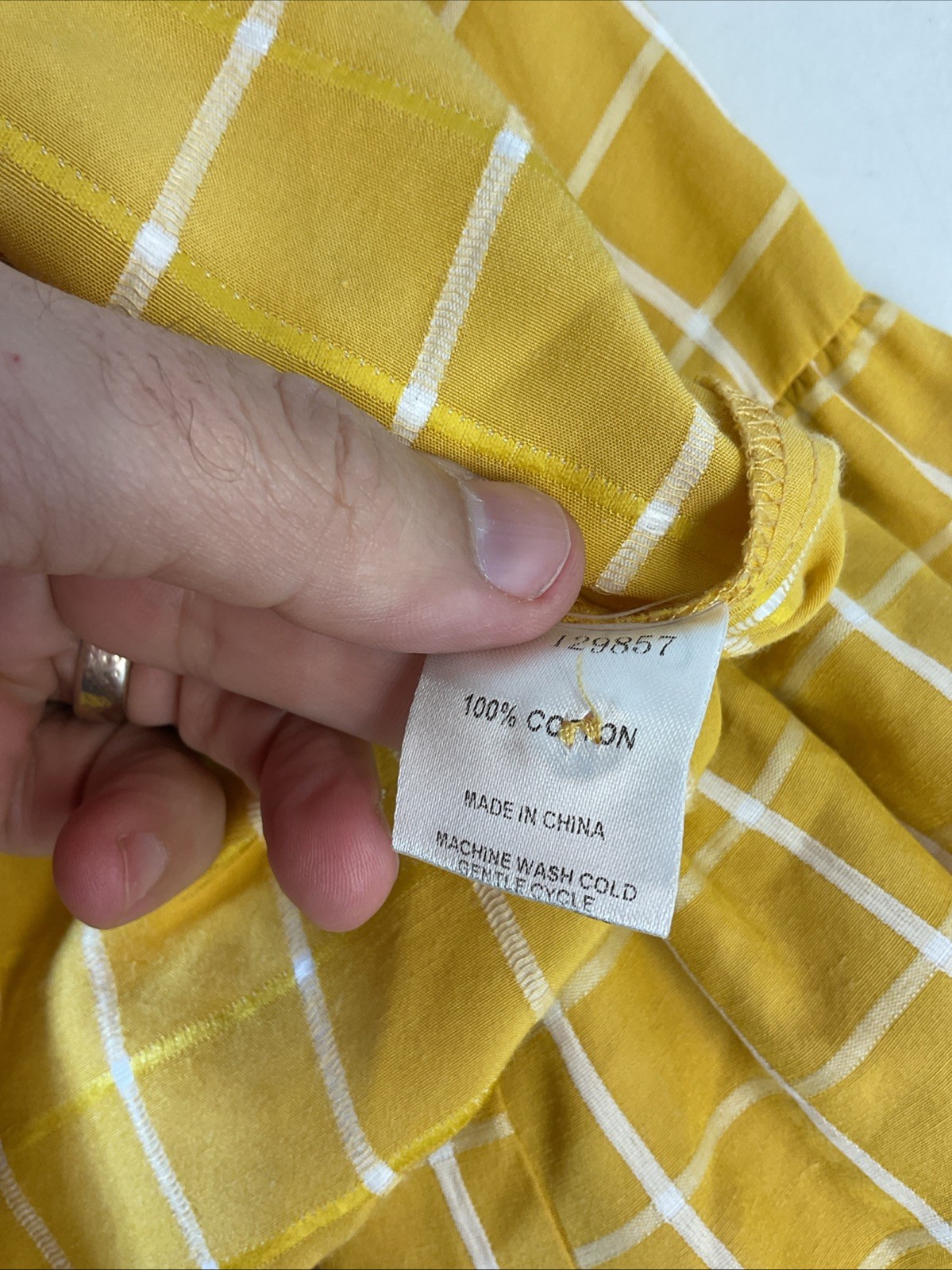 The Shirt Rochelle Behrens Mustard Plaid Button Down size SM Balloon Sleeve