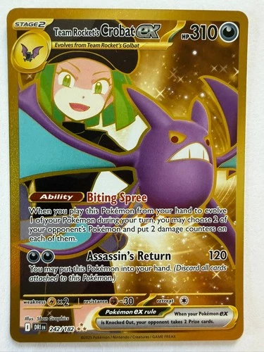 Team Rocket's Crobat ex Holo Hyper Rare SV10: Destined Rivals 242/182 NM