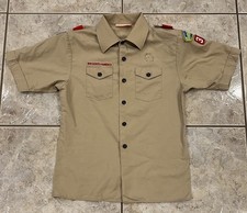 VTG Youth Large Boy Scouts of America BSA Uniform Shirt Short Sleeve Patches