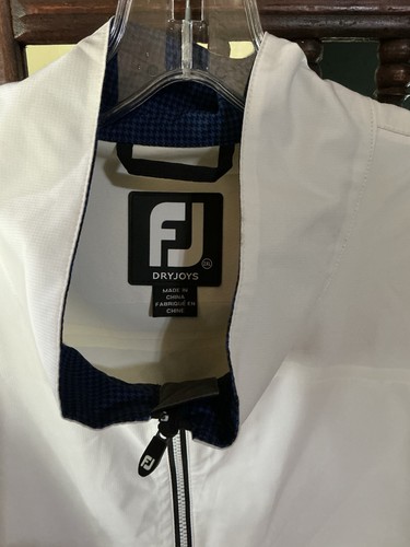 FootJoy Dryjoys Hydrolite 1/4 Zip Windbreaker Jacket Mens 2XL White Blue Golf - Picture 6 of 6