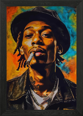 Wiz Khalifa Hip Hop Portrait gerahmtes Wandbild Poster Leinwanddruck Bild
